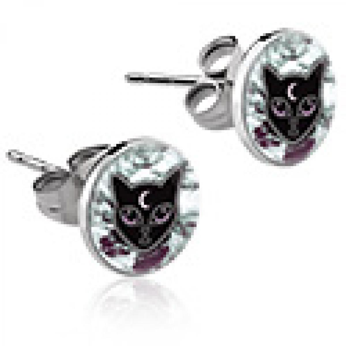 Čierna Mačka Napichovacie Náušnice 